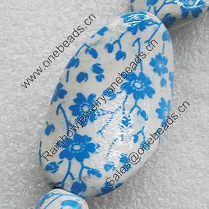 Printing Ceramics Beads, Twist Flat Oval 42x25mm Hole:3mm, Sold by Bag