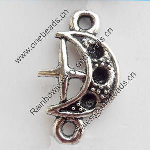 Connectors Zinc Alloy Jewelry Findings Lead-free, Moon, 11x18mm, Sold by Bag