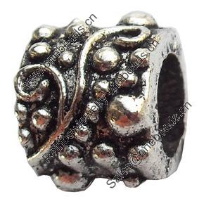 European Style Beads Zinc Alloy Jewelry Findings Lead-free, Drum, 8x9mm Hole:6mm, Sold by Bag 