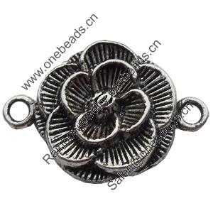 Connectors Zinc Alloy Jewelry Findings Lead-free, Flower, 26x17mm, Sold by Bag