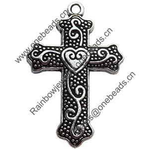 Pendant Zinc Alloy Jewelry Findings Lead-free, Cross, 23x34mm, Sold by Bag