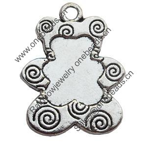 Pendant Zinc Alloy Jewelry Findings Lead-free, Bear, 18x24mm, Sold by Bag