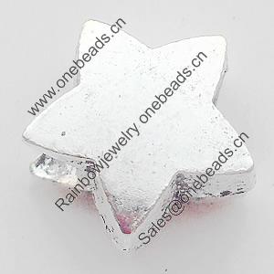 European Style Beads Zinc Alloy Jewelry Findings Lead-free, Star, 12mm Hole:5mm, Sold by Bag 