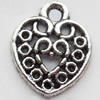 Pendant Zinc Alloy Jewelry Findings Lead-free, Heart, 13x15mm, Sold by Bag