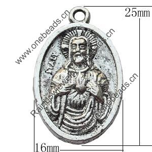Pendant Zinc Alloy Jewelry Findings Lead-free, 16x25mm, Sold by Bag