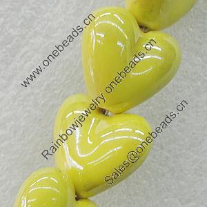 Ceramics Beads Plated AB, Heart 21x18mm Hole:2.5mm, Sold by Bag