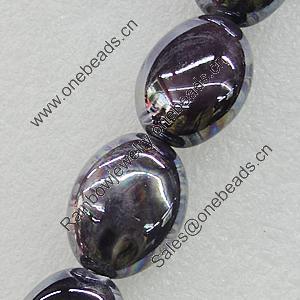 Ceramics Beads Plated AB, Flat Oval 17x22mm Hole:2mm, Sold by Bag