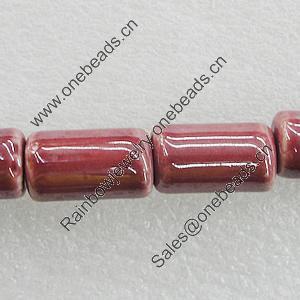 Ceramics Beads Plated AB, Column 12x21mm Hole:3.5mm, Sold by Bag