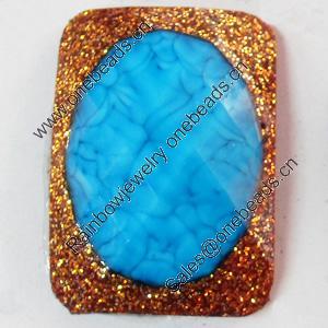 Resin Cabochons, No-Hole Jewelry findings, Faceted Rectangle, 10x14mm, Sold by Bag