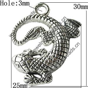 Pendant Zinc Alloy Jewelry Findings Lead-free, Aniaml 25x30mm Hole:3mm, Sold by Bag