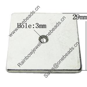 Bead Zinc Alloy Jewelry Findings Lead-free, Square 29mm Hole:3mm, Sold by Bag