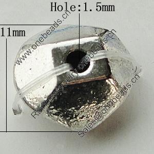 Bead Zinc Alloy Jewelry Findings Lead-free, Square 11x11mm Hole:1.5mm, Sold by Bag