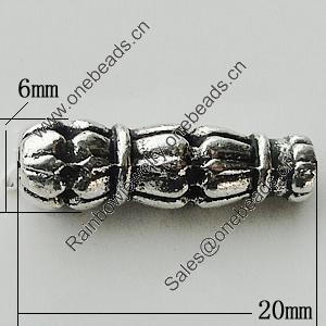 Bead Zinc Alloy Jewelry Findings Lead-free, Calabash 20x6mm Hole:3mm, Sold by Bag