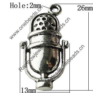 Pendant Zinc Alloy Jewelry Findings Lead-free, 13x26mm Hole:2mm, Sold by Bag