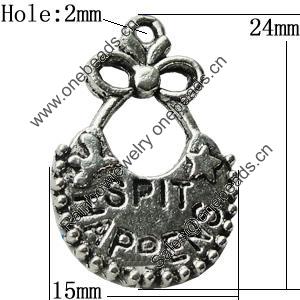 Pendant Zinc Alloy Jewelry Findings Lead-free, 15x24mm Hole:2mm, Sold by Bag