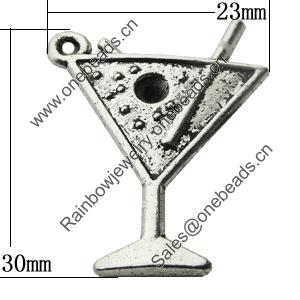 Pendant Zinc Alloy Jewelry Findings Lead-free, 23x30mm Hole:2mm, Sold by Bag