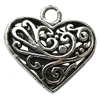Pendant Zinc Alloy Jewelry Findings Lead-free, Heart 31x30mm Hole:4mm, Sold by Bag