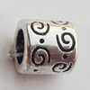European Style Beads  Zinc Alloy Jewelry Findings Lead-free, Column 9x9mm Hole:1.6mm, Sold by Bag