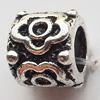 European Style Beads  Zinc Alloy Jewelry Findings Lead-free, Column 8x8mm Hole:5mm, Sold by Bag