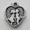 Pendant Zinc Alloy Jewelry Findings Lead-free, Heart 11x14mm, Sold by Bag