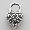 Pendant Zinc Alloy Jewelry Findings Lead-free, Heart 6x10mm Hole:2.5mm, Sold by Bag