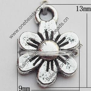 Pendant Zinc Alloy Jewelry Findings Lead-free, Flower 9x13mm, Sold by Bag