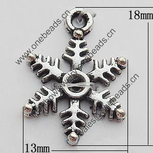 Pendant Zinc Alloy Jewelry Findings Lead-free, Snow 13x18mm, Sold by Bag