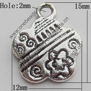 Pendant Zinc Alloy Jewelry Findings Lead-free, Flower 12x15mm Hole:2mm, Sold by Bag