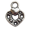 Pendant Zinc Alloy Jewelry Findings Lead-free, Heart 7x10mm Hole:2mm, Sold by Bag