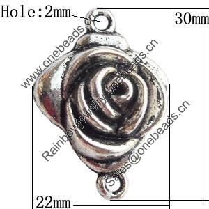 Connectors Zinc Alloy Jewelry Findings Lead-free, 22x30mm Hole:2mm, Sold by Bag