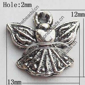 Pendant Zinc Alloy Jewelry Findings Lead-free, 13x12mm Hole:2mm, Sold by Bag