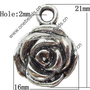 Pendant Zinc Alloy Jewelry Findings Lead-free, Flower 16x21mm Hole:2mm, Sold by Bag
