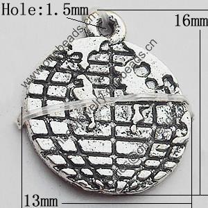 Pendant Zinc Alloy Jewelry Findings Lead-free, Flat Round 13x16mm Hole:1.5mm, Sold by Bag