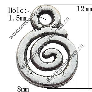 Pendant Zinc Alloy Jewelry Findings Lead-free, 8x12mm Hole:1.5mm, Sold by Bag