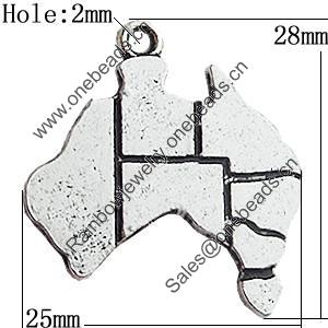 Pendant Zinc Alloy Jewelry Findings Lead-free, 25x28mm Hole:2mm, Sold by Bag