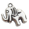 Pendant Zinc Alloy Jewelry Findings Lead-free, Elephant 18x19mm Hole:2mm, Sold by Bag