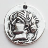 Pendant Zinc Alloy Jewelry Findings Lead-free, Flat Round 24mm Hole:1.5mm, Sold by Bag