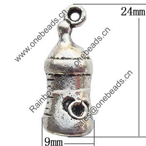 Pendant Zinc Alloy Jewelry Findings Lead-free, 9x24mm, Sold by Bag