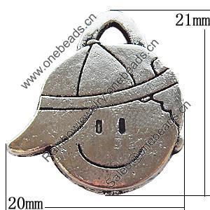 Pendant Zinc Alloy Jewelry Findings Lead-free, 20x21mm, Sold by Bag