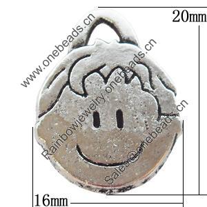 Pendant Zinc Alloy Jewelry Findings Lead-free, 16x20mm, Sold by Bag