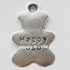 Pendant Zinc Alloy Jewelry Findings Lead-free, Bear 13x20mm Hole:2.5mm, Sold by Bag
