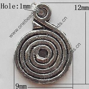 Pendant Zinc Alloy Jewelry Findings Lead-free, 9x12mm Hole:1mm, Sold by Bag