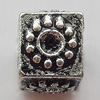 European Style Beads Zinc Alloy Jewelry Findings Lead-free, Cube 8x9mm Hole:5mm, Sold by Bag