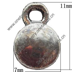Pendant Zinc Alloy Jewelry Findings Lead-free, Flat Round 7x11mm, Sold by Bag