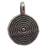 Pendant Zinc Alloy Jewelry Findings Lead-free, Flat Round 8x12mm Hole:1.5mm, Sold by Bag