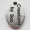 Pendant Zinc Alloy Jewelry Findings Lead-free, Flat Oval 10x17mm Hole:1.5mm, Sold by Bag