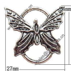 Connectors Zinc Alloy Jewelry Findings Lead-free, Butterfly 27x24mm, Sold by Bag