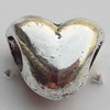 European Style Beads Zinc Alloy Jewelry Findings Lead-free, Heart 11x10mm Hole:4mm, Sold by Bag