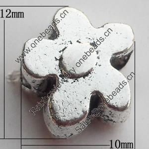 European Style Beads Zinc Alloy Jewelry Findings Lead-free, Flower 10x12mm Hole:4mm, Sold by Bag