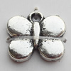 Pendant Zinc Alloy Jewelry Findings Lead-free, Butterfly 12x11mm Hole:1.5mm, Sold by Bag